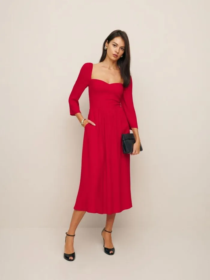 The Reformation Inori Dress Cherry 8211 Clothing