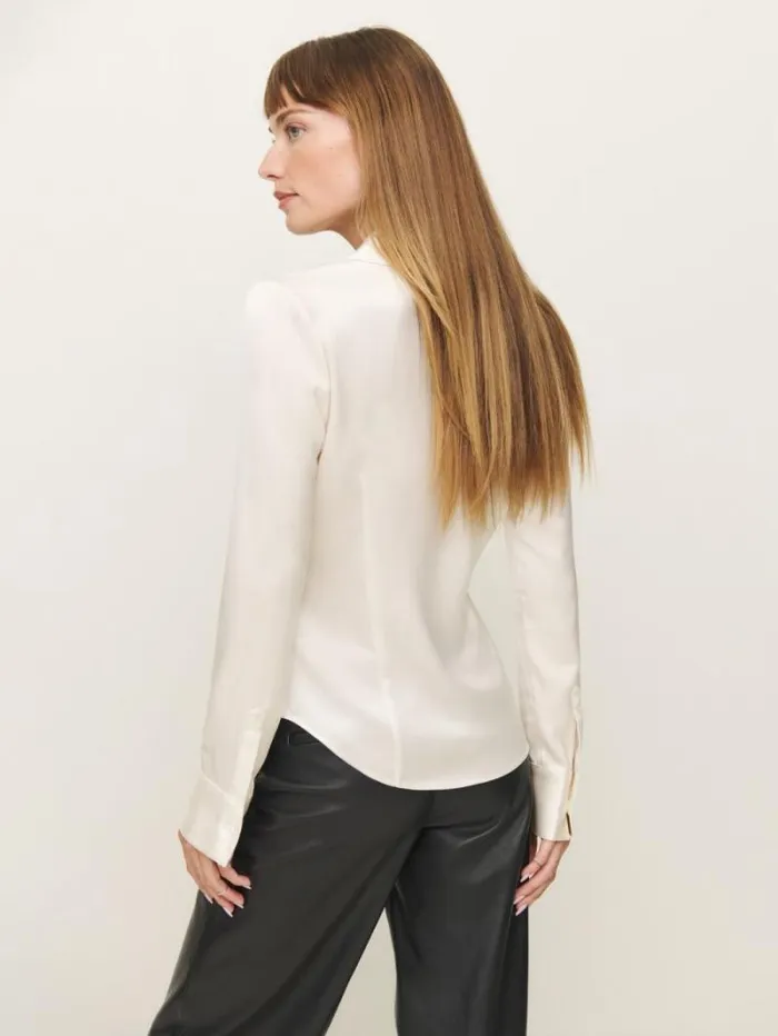 The Reformation Jodie Satin Top Fior Di Latte 8211 Clothing