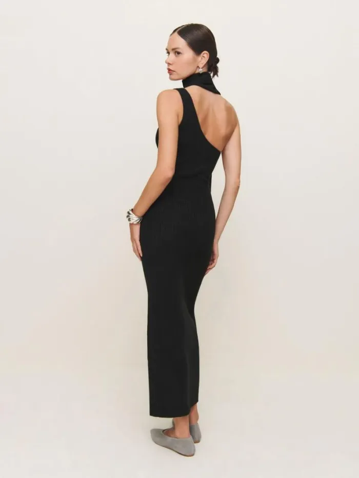 The Reformation Julianna Cashmere Scarf Sweater Dress Black 8211 Clothing