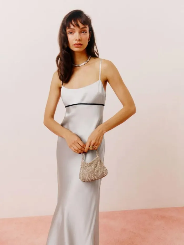 The Reformation Kailyn Silk Dress Moonlight 8211 Clothing