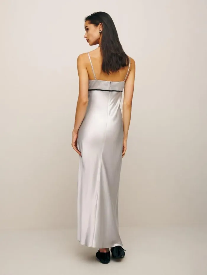 The Reformation Kailyn Silk Dress Moonlight 8211 Clothing
