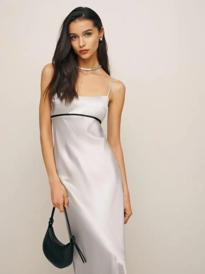 The Reformation Kailyn Silk Dress Moonlight 8211 Clothing