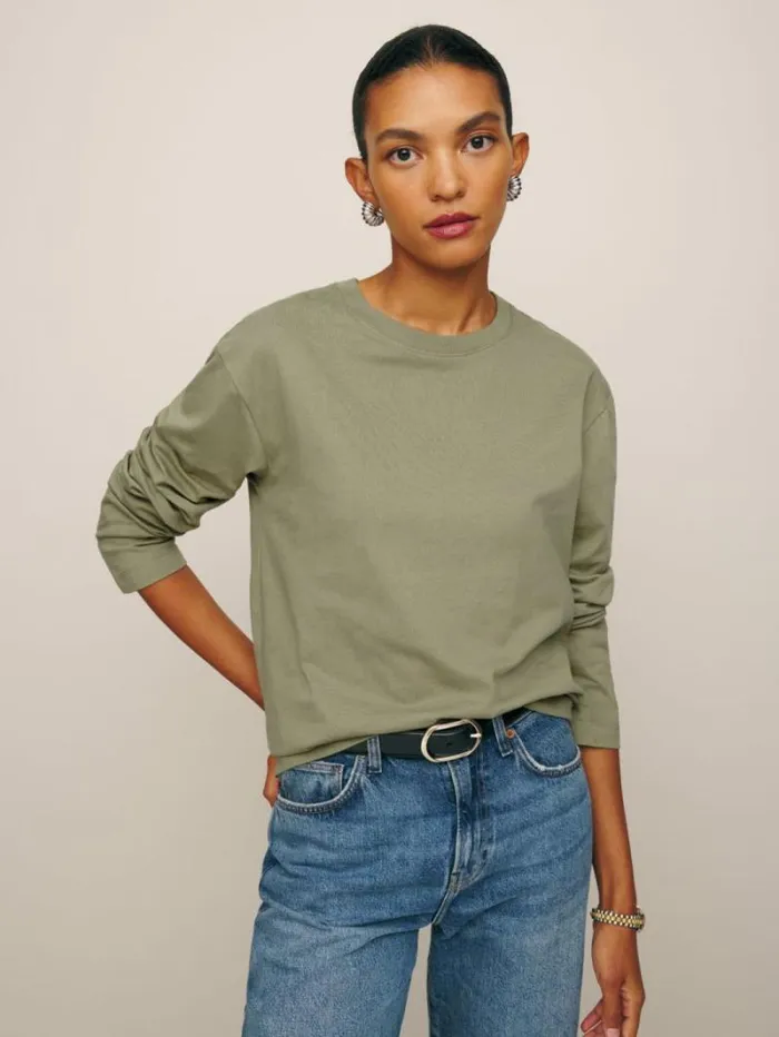 The Reformation Kingston Long Sleeve Tee Lichen 8211 Clothing
