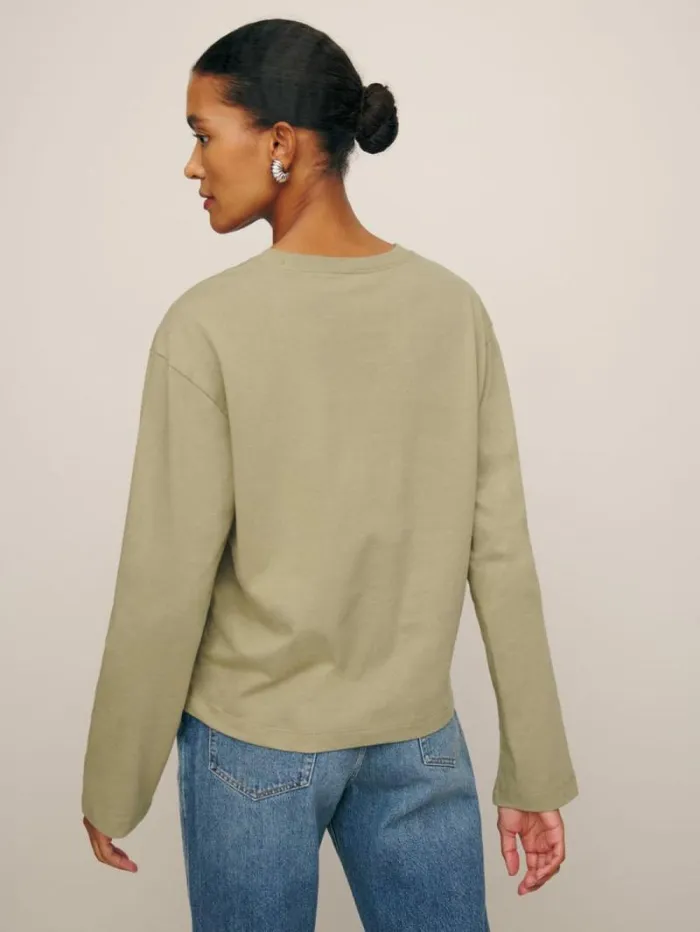 The Reformation Kingston Long Sleeve Tee Lichen 8211 Clothing