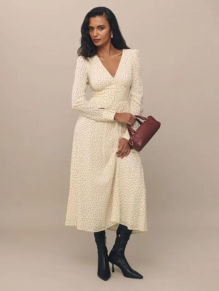 The Reformation Liara Dress Salt And Pepper 8211 Clothing