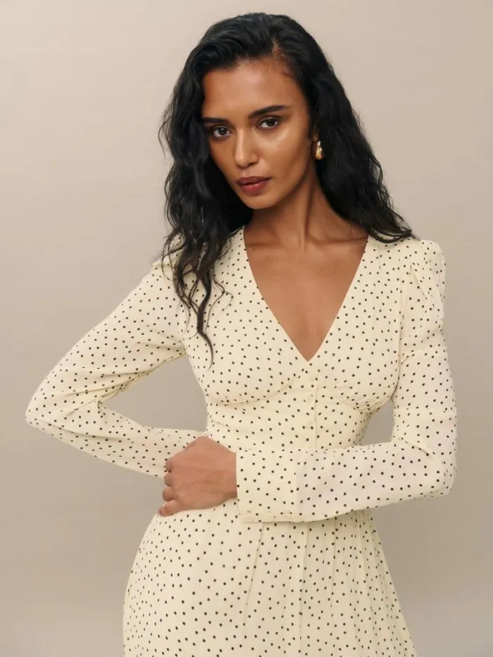 The Reformation Liara Dress Salt And Pepper 8211 Clothing