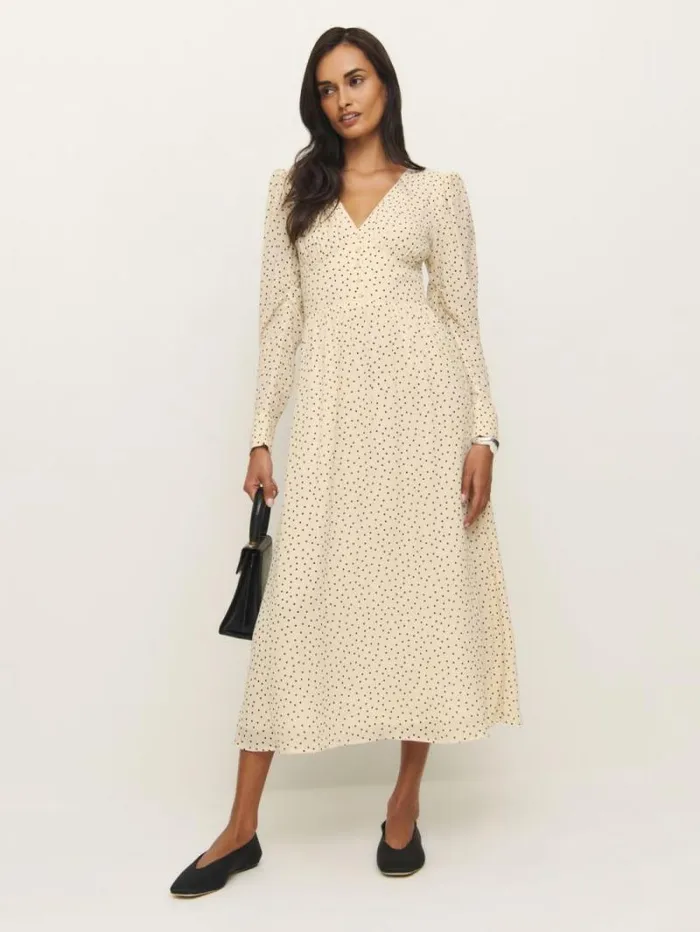 The Reformation Liara Dress Salt And Pepper 8211 Clothing