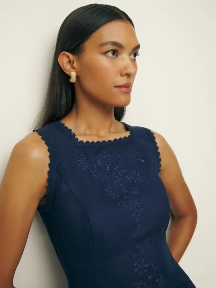 The Reformation Lorie Linen Top Danube 8211 Clothing