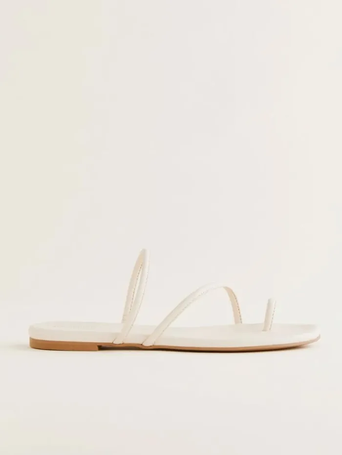 The Reformation Ludo Toe Ring Strappy Flat Sandal Almond Leather 8211 Shoes