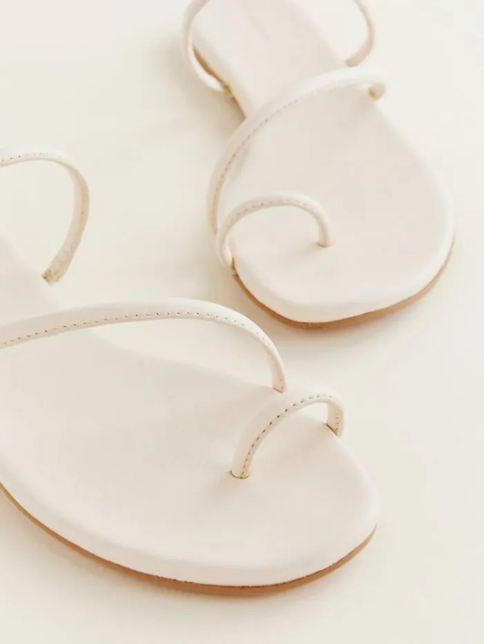 The Reformation Ludo Toe Ring Strappy Flat Sandal Almond Leather 8211 Shoes