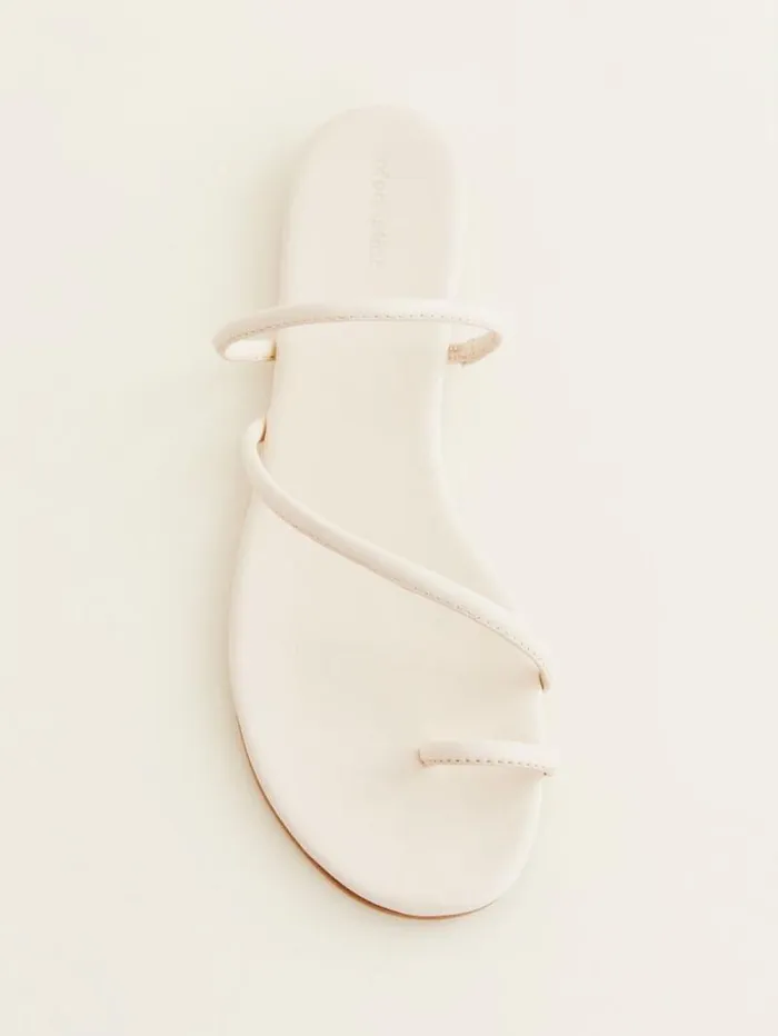 The Reformation Ludo Toe Ring Strappy Flat Sandal Almond Leather 8211 Shoes