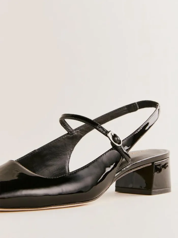 The Reformation Maddox Slingback Heel Black Patent 8211 Shoes