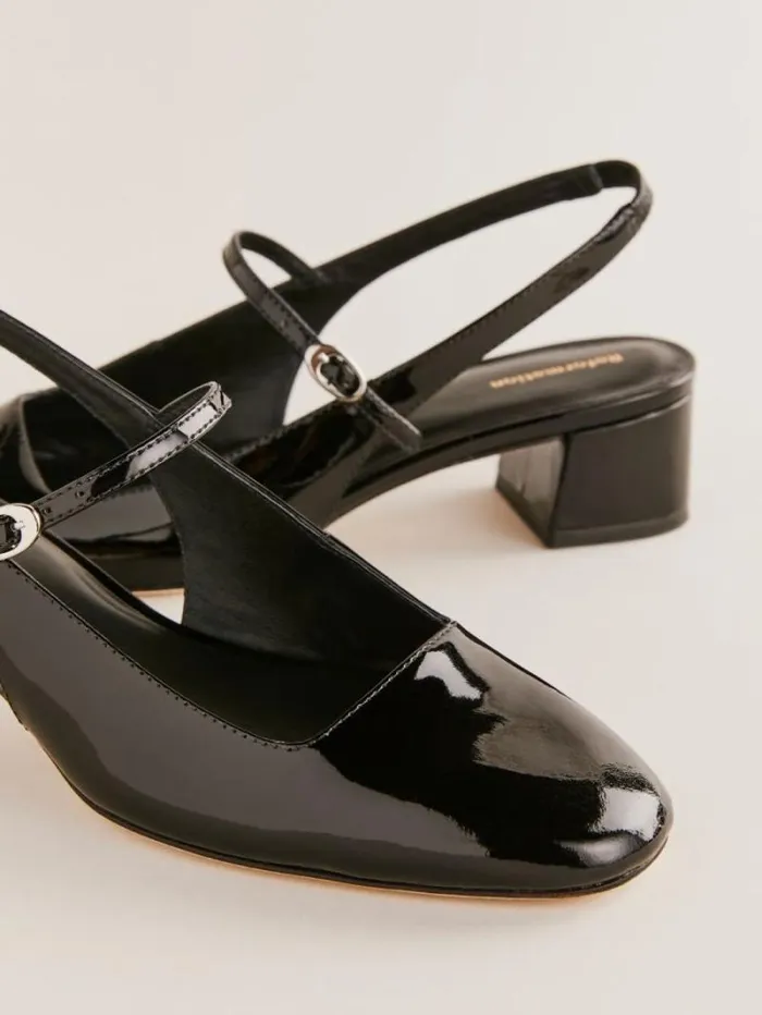 The Reformation Maddox Slingback Heel Black Patent 8211 Shoes