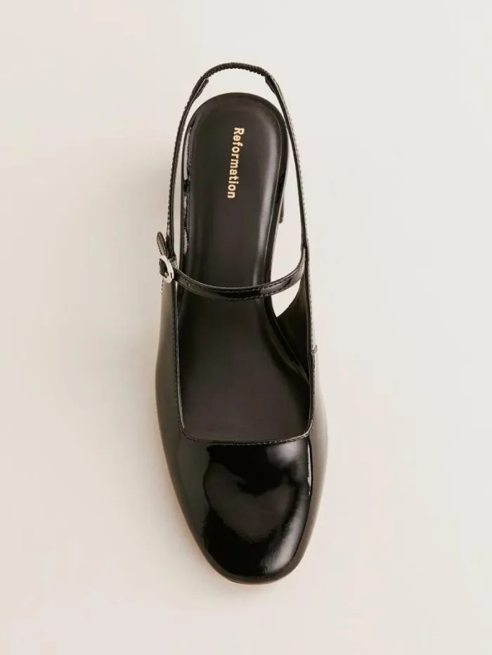 The Reformation Maddox Slingback Heel Black Patent 8211 Shoes