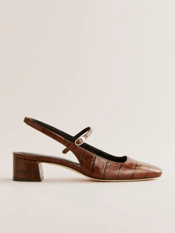 The Reformation Maddox Slingback Heel Brown Croceffect 8211 Shoes