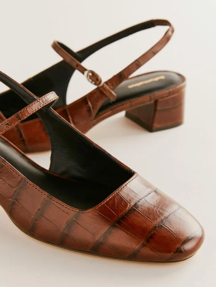 The Reformation Maddox Slingback Heel Brown Croceffect 8211 Shoes
