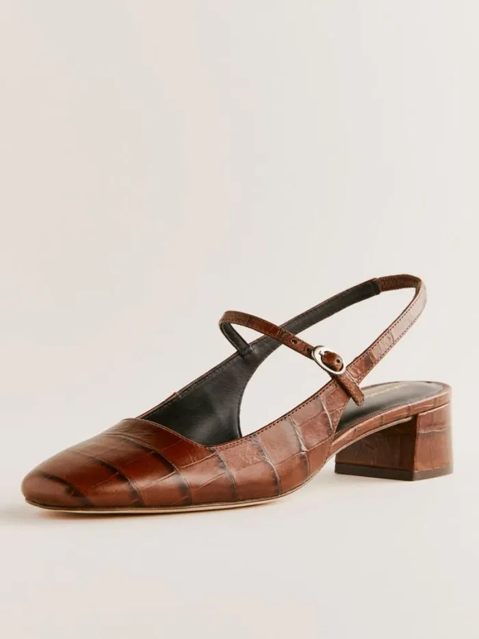 The Reformation Maddox Slingback Heel Brown Croceffect 8211 Shoes