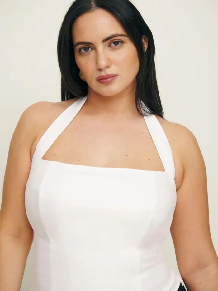 The Reformation Malika Linen Top Es White 8211 Clothing
