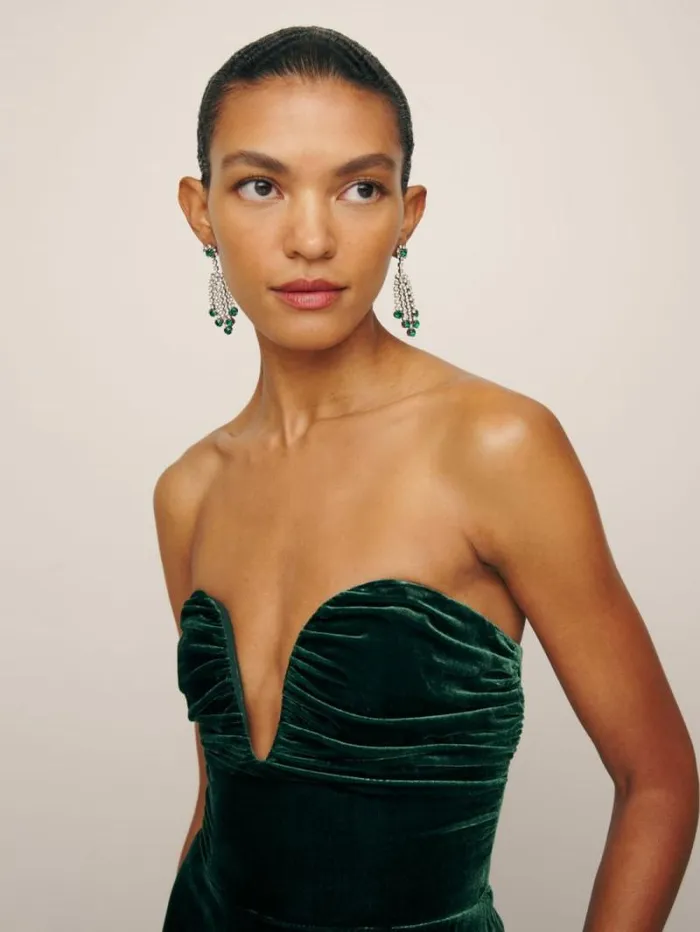 The Reformation Malini Velvet Dress Forest 8211 Weddings