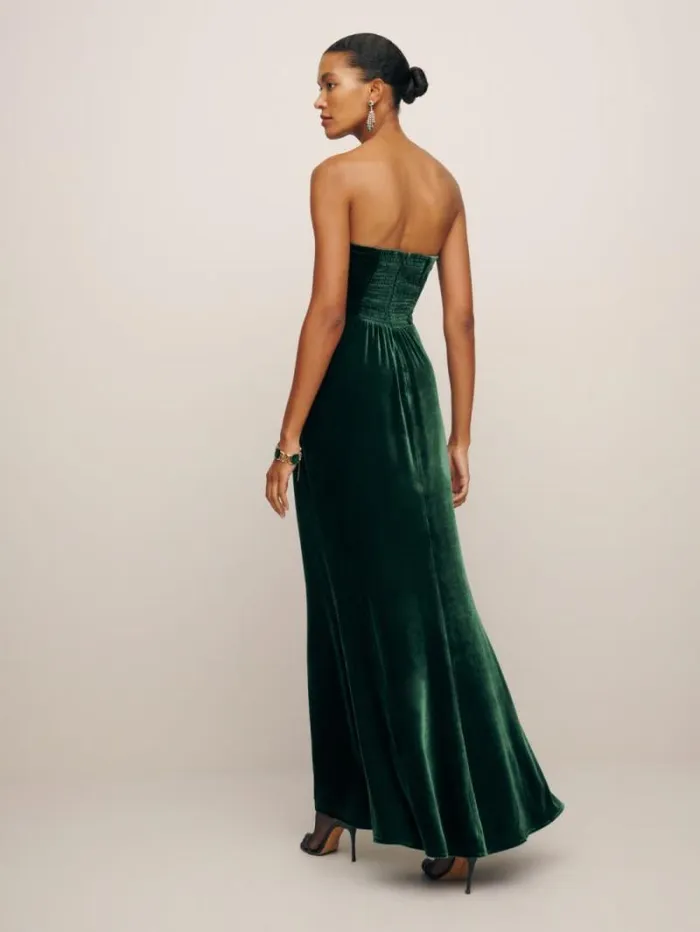 The Reformation Malini Velvet Dress Forest 8211 Weddings