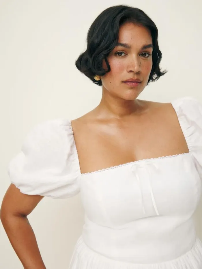 The Reformation Malvina Linen Dress Es White 8211 Clothing