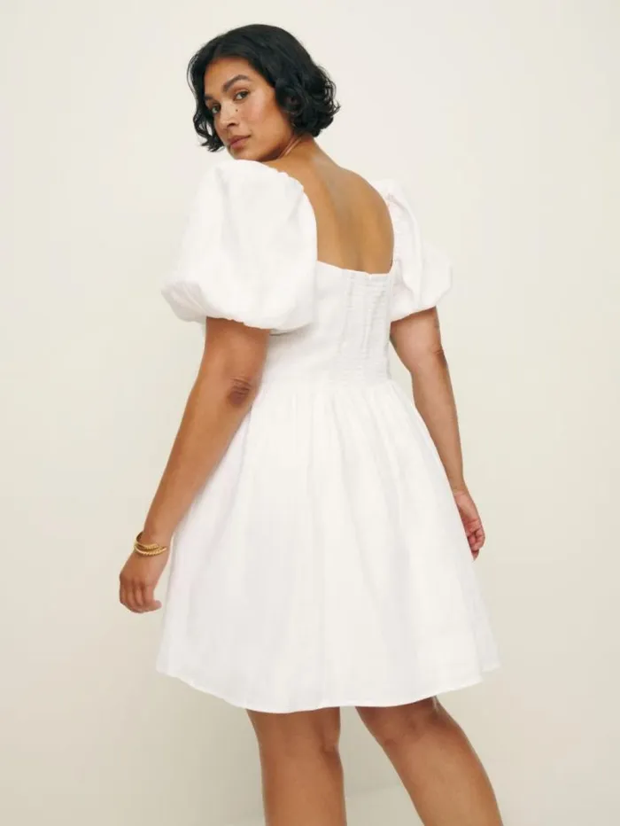 The Reformation Malvina Linen Dress Es White 8211 Clothing