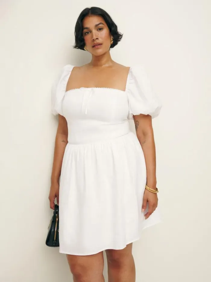 The Reformation Malvina Linen Dress Es White 8211 Clothing