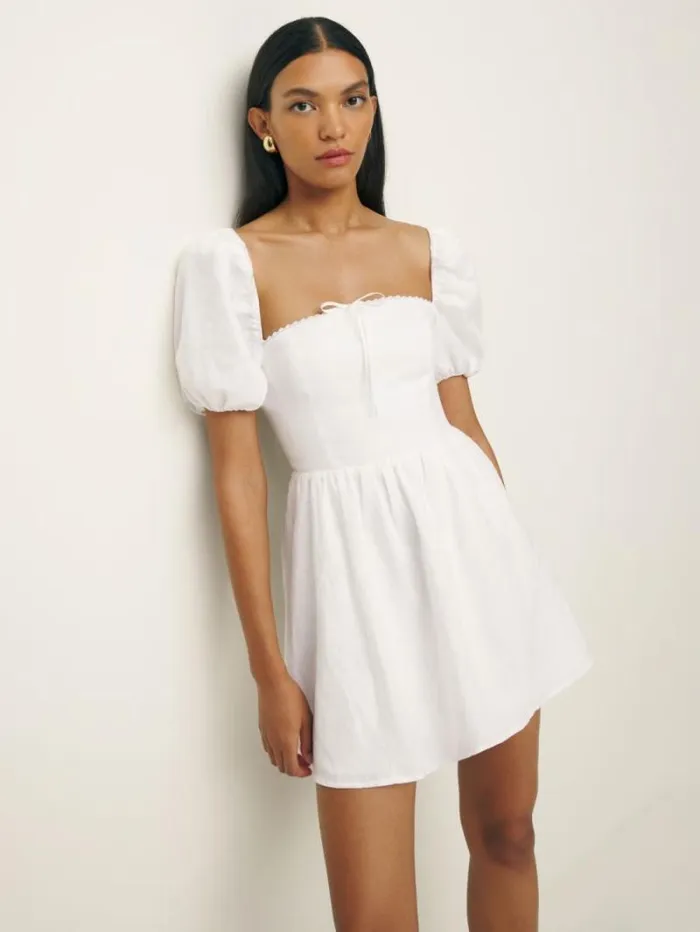 The Reformation Malvina Linen Dress White 8211 Clothing