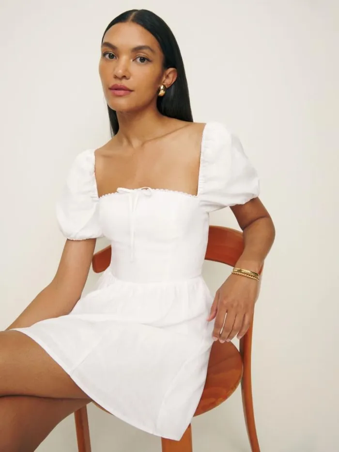 The Reformation Malvina Linen Dress White 8211 Clothing