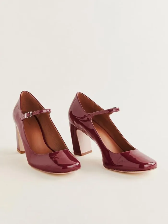 The Reformation Manuela Mary Jane Pump Brick Red Patent 8211 Shoes