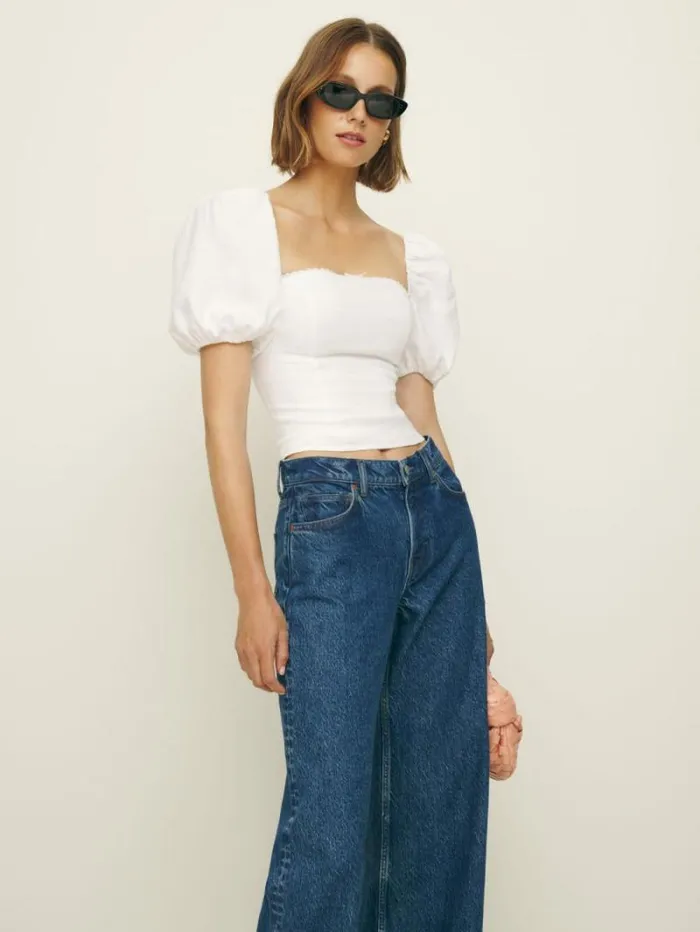 The Reformation Marella Linen Top White 8211 Clothing
