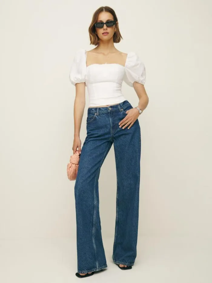 The Reformation Marella Linen Top White 8211 Clothing