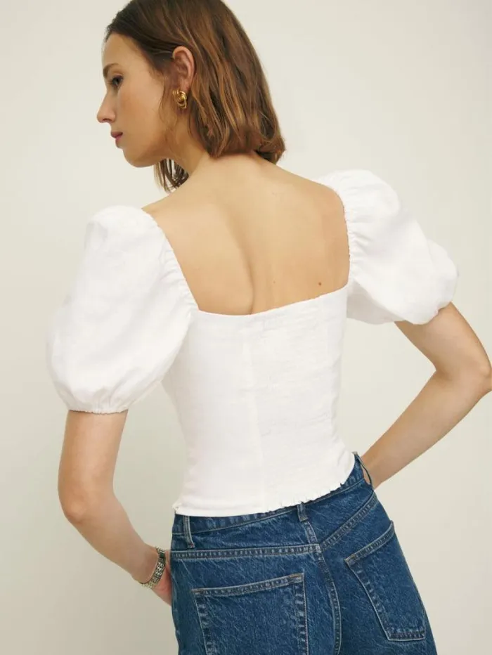 The Reformation Marella Linen Top White 8211 Clothing