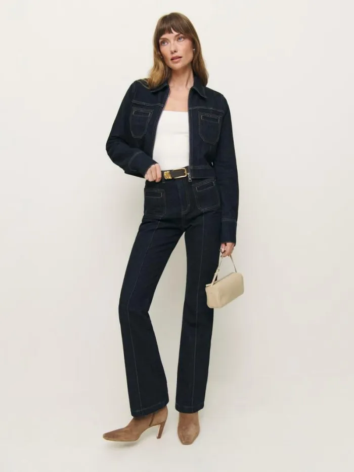 The Reformation Mia High Rise Vintage Bootcut Jeans Ondine Patch Pocket 8211 Clothing