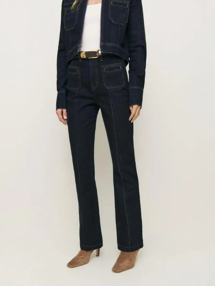 The Reformation Mia High Rise Vintage Bootcut Jeans Ondine Patch Pocket 8211 Clothing