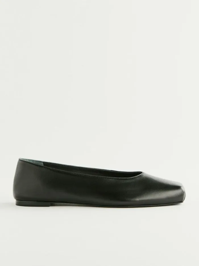 The Reformation Mikayla Ballet Flat Black Leather 8211 Shoes