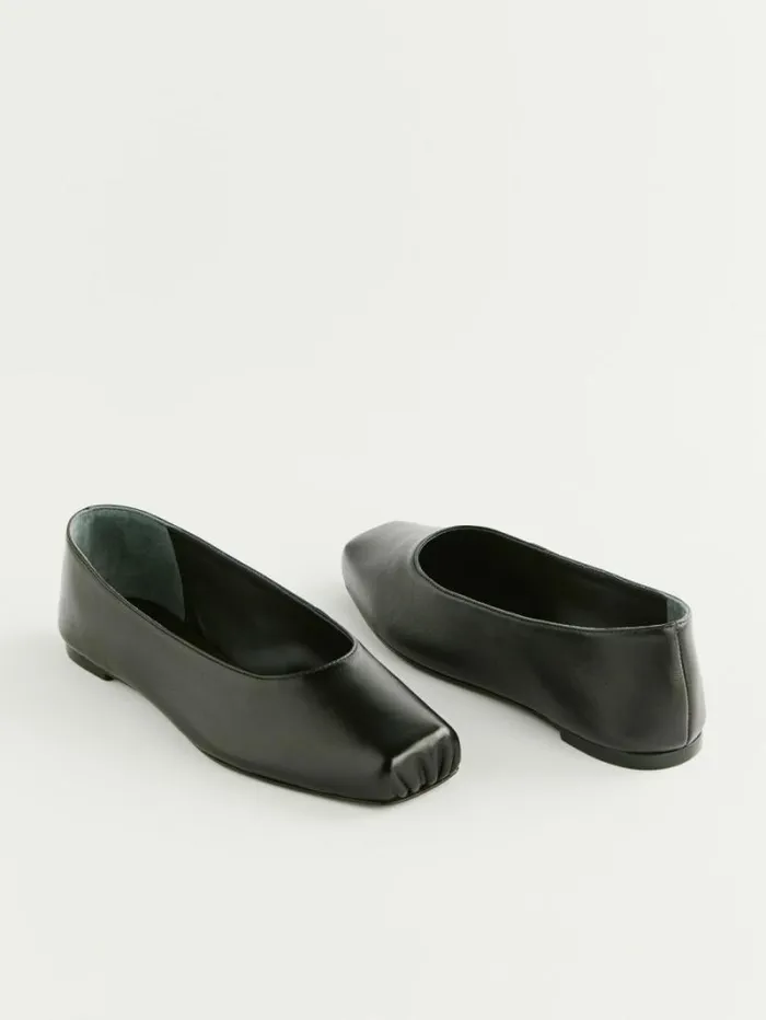 The Reformation Mikayla Ballet Flat Black Leather 8211 Shoes