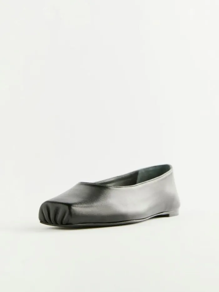The Reformation Mikayla Ballet Flat Black Leather 8211 Shoes