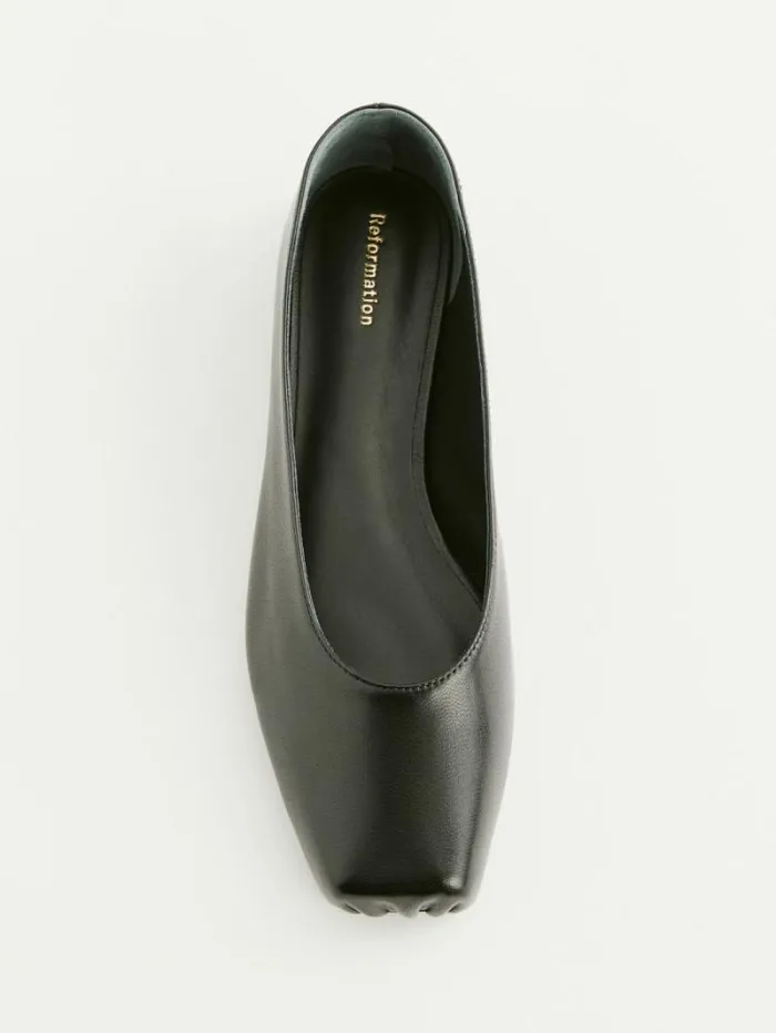The Reformation Mikayla Ballet Flat Black Leather 8211 Shoes