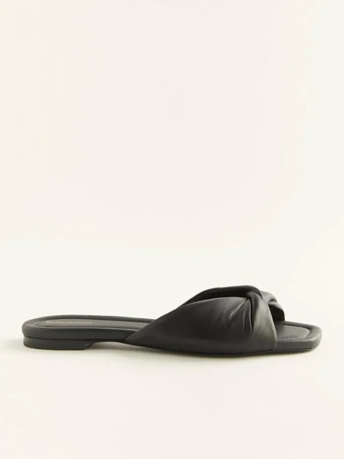 The Reformation Mikki Twist Flat Sandal Black 8211 Shoes