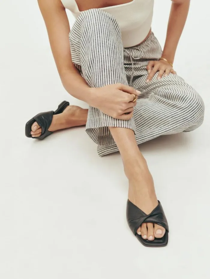 The Reformation Mikki Twist Flat Sandal Black 8211 Shoes