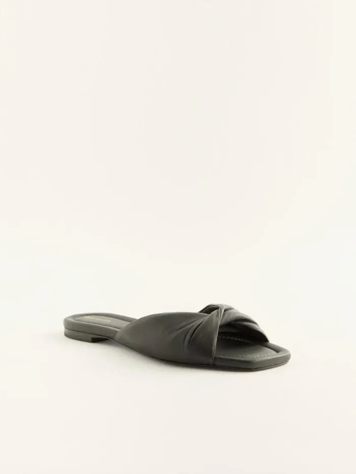 The Reformation Mikki Twist Flat Sandal Black 8211 Shoes