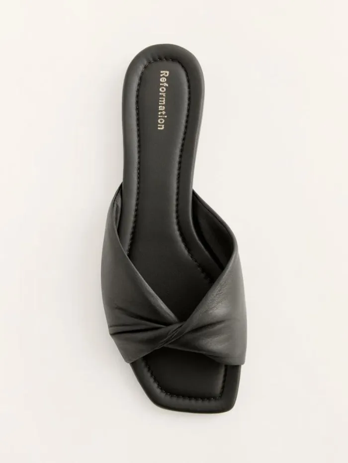 The Reformation Mikki Twist Flat Sandal Black 8211 Shoes