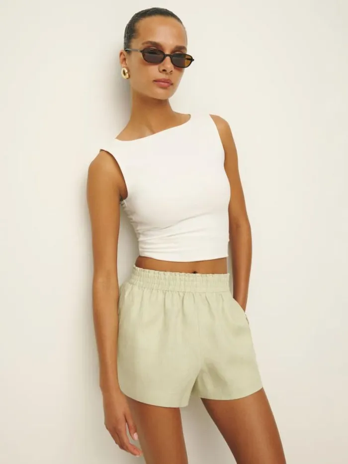 The Reformation Mila Linen Short Dried Herbs 8211 Clothing
