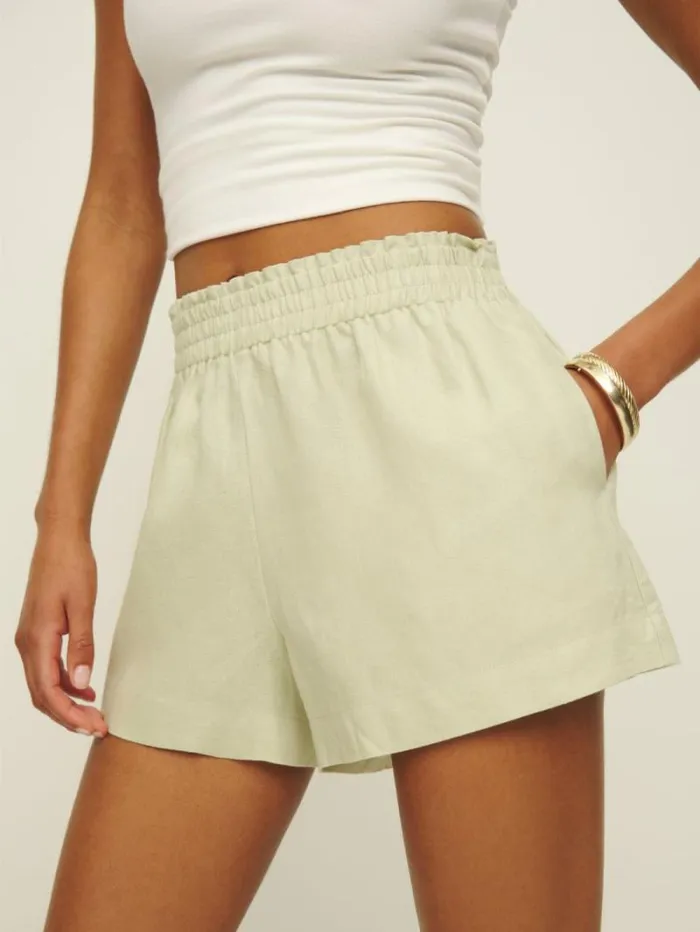 The Reformation Mila Linen Short Dried Herbs 8211 Clothing