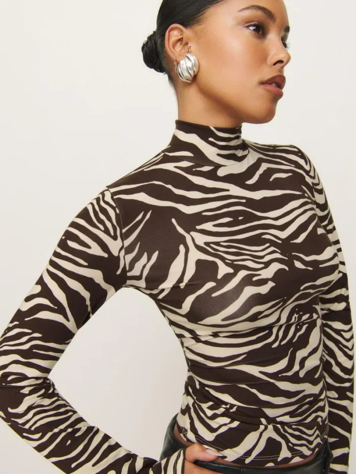 The Reformation Nell Knit Top Stampede 8211 Clothing