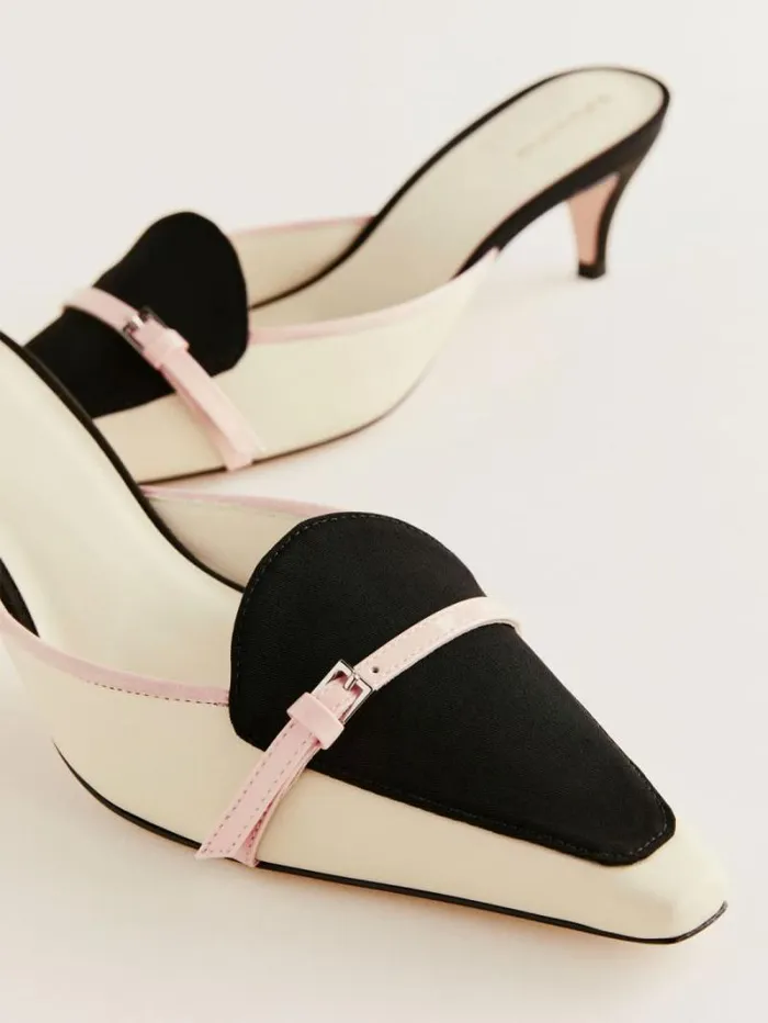 The Reformation Norris Heeled Mule Parmesan Black Rosewater 8211 Shoes