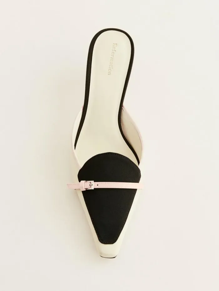 The Reformation Norris Heeled Mule Parmesan Black Rosewater 8211 Shoes
