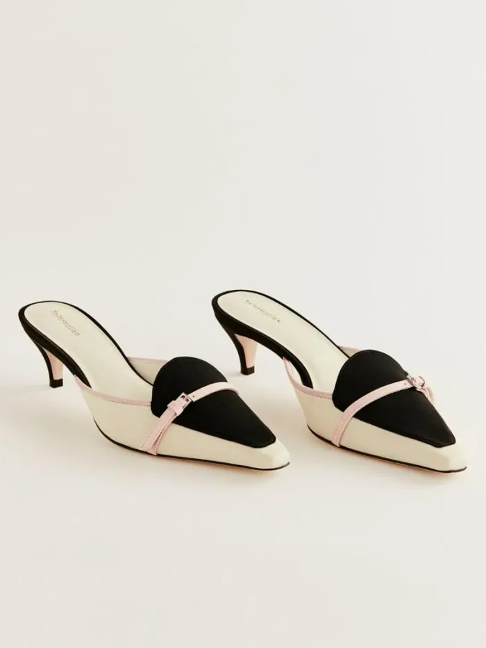 The Reformation Norris Heeled Mule Parmesan Black Rosewater 8211 Shoes