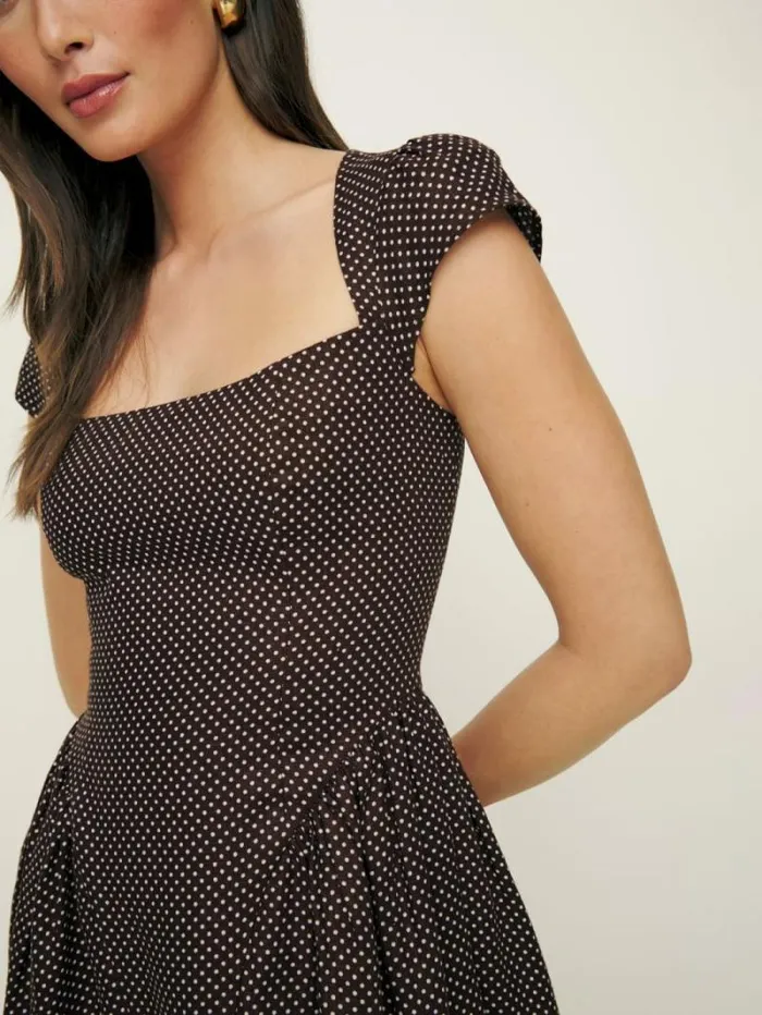 The Reformation Oaklyn Linen Dress Chocolate Chip 8211 Clothing